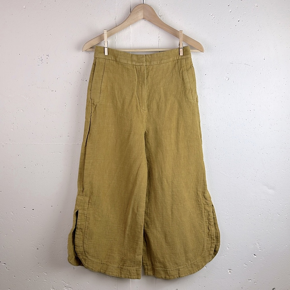 Massimo Dutti Linen Cotton Blend Wide Leg Crop